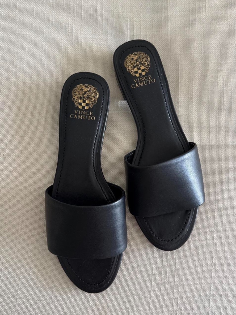 Vince Camuto Black Leather Slide Sandals 8.5